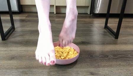 Crushing Cereal with Bare Feet and Milk