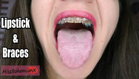 Lipstick and Braces - Mouth Tour with Kisses and Saliva - Upclose Brackets - MissBohemianX - SD MP4