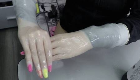 Long Latex Gloves and Lube Hands