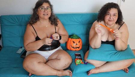 Juliette_rj and DolceAmaran stuffing and blowing up Halloween Ballons - LOONER FETISH - HALLOWEEN BALLOON - BALLON FETISH - POPPING BALLOONS - BBW - CURVY GIRL - LOONER GIRL - SEXY BALLON FETISH