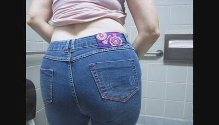 PUBLIC TOILET DROPS VOL 2 PEEING FARTING IN A BALLERINA PINK TANK TOP AND BLUE JEANS