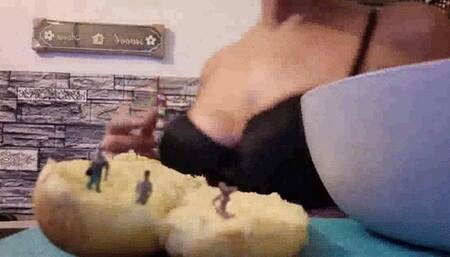 Tinies trapped on a tuna sandwich Giantess unaware Vore crunchy chips burping and Big Bloated Belly Fetish 720p mkv