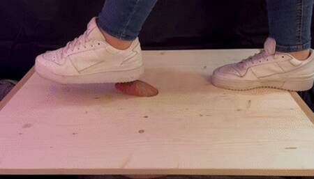Sneakers Cock Crush & Barefoot Post-Cum Treatment with Penis Board