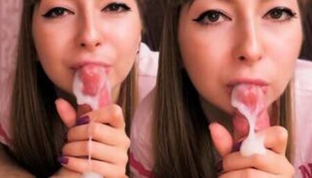 Girlfriend Sensual Blowjob Cock Friend And Gets Cum In Mouth
