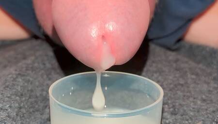 Extreme Closeup Huge Thick Load of Cum Edged Out Into Cup and Swallowed