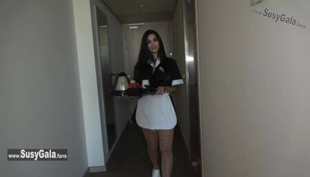 Servicio de habitaciones sexo en el hotel con Susy Gala y Nick Moreno polla gigante en POV