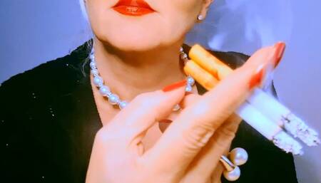 Double Marlboro Red 100s pleasure with ash and spit on my tits