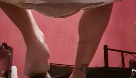 Slave lickers under the chair