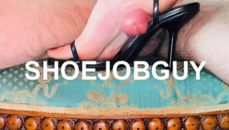 Pumping, squeezing and jerking you cock with heels