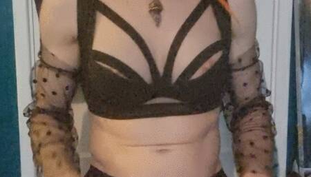 Futa wearing black dress Riding huge toys, gape, rose and prolapse