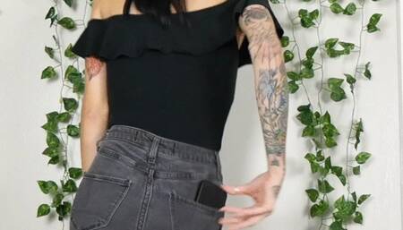 Wet Black Jeans Dildo Grinding