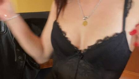 CAROLINA IENA - hot wife in sexy lingerie toying herself in front of her bull