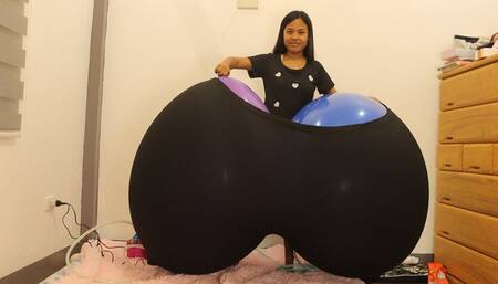 Sexy Camylle Blows Up HUGE Balloons In Her HUGE Pants Then Pops Them