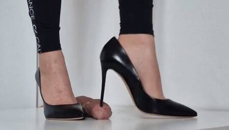 Lady Latisha - CBT Trample Board - Casadei® Black Leather Stilettos - Close up - UHD