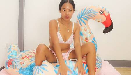 Sexy Stella Sensually Rides Then Pops Your New Inflatable Flamingo