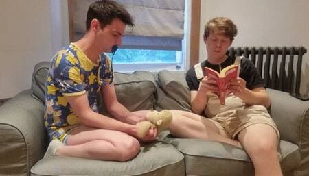 Chastity Diaper Brat Begs To Be Unlocked But Ends Up Humping Boyfriend's Leg And Giving A Blowjob