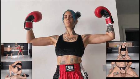 LILLI BAYLE - My antistress slave - PART 1: Boxing, kicking, scissorholds, victory poses, facesitting, handjob