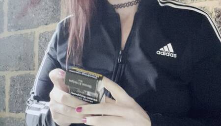 Smoking in my adidas jacket human ashtray