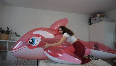 Saskia inflating a new friend for her orca