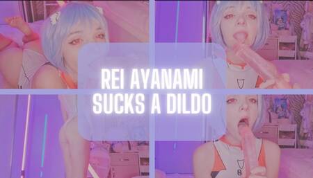 Rei Ayanami sucks a dildo