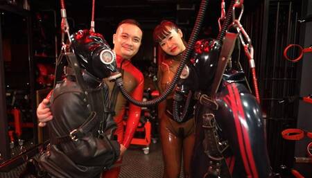 Real Double Rubber Bondage Play