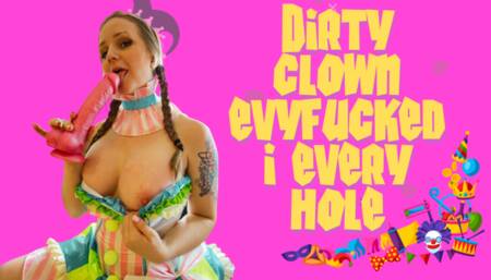 Naughy clown Evy fucked in every hole