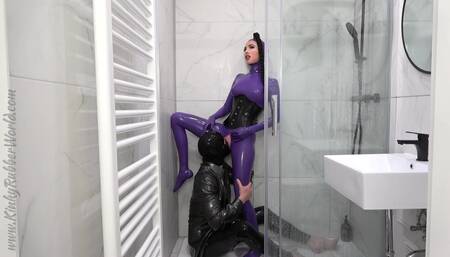 Ass smothering and a Footjob with Cum all over Laras Boobs in the Shower