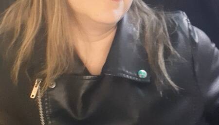 Find out what I'm wearing under my leather jacket while smoking