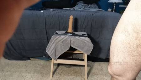 Masked guy fucks his ass with dildo and jacks off