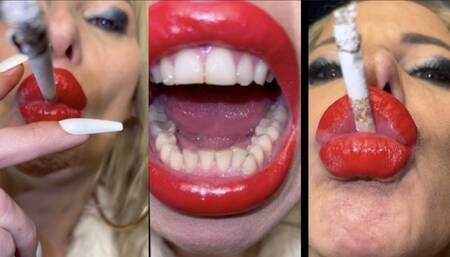 Sexy closeup chain smoking with mouthtour