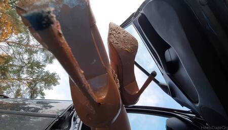 UNDER CAMERA Giantess Trampling YOU in Brown Stiletto Heels