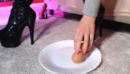 crush eggs with my boots