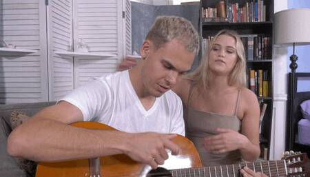 Lousy Musician Tony is Silenced By Chloe Rose and Then For Fun She Removes His Socks and Tickles His Bare Feet! 4K Video Version