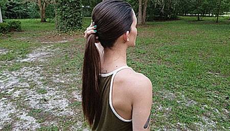 Showing Off My Gorgeous Ponytail Outside - SCENE 2 (4K - UHD 2160p MP4)