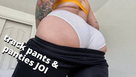 athletic gym girl teases you with her ass and white panties in adidas track pants - SD