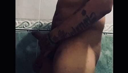 Masturbating Cock in Bathroom