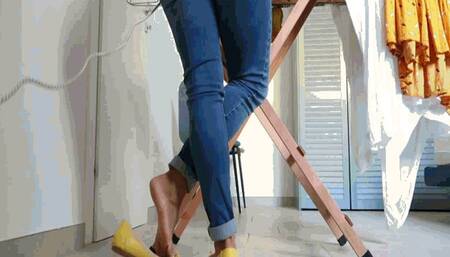 In ballet shoes, while ironing MP4(1280x720)FHD