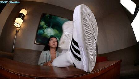Jen slow sneaker removal and dirty sock tease pt 1 - MOV