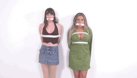 First Bound at Standing Attention and Later on the Floor, Cleave Gagged Vivianne Wears Socks and Lana Pantyhose! 1080p Version
