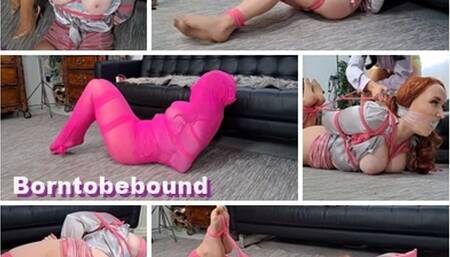 The busty beauty couldn't roll over in the hogtie Part 2 of 2