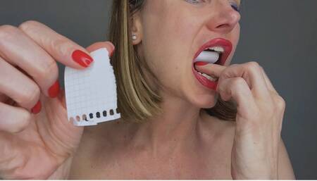 Chewing and swallowing paper