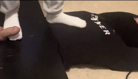 Tied up ballbusting and trample