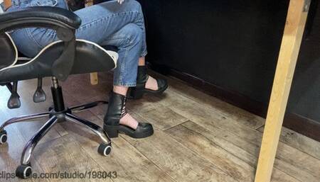 Feeding slave with snacks and My saliva from the floor and the soles of My shoes