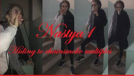 Nastya is hiding to chainsmoke multiples