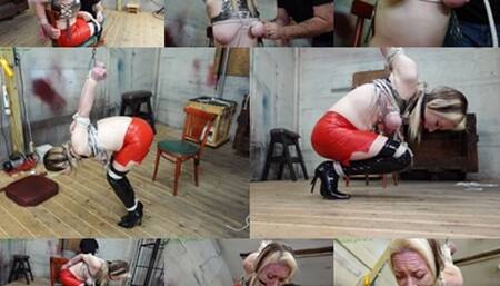Sinister squat strappado with her bound tits tied to her knees (MP4 SD 3500kbps)