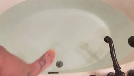 Carissa with the silk oriental scarf and Fiorucci lace panties in the bathtub