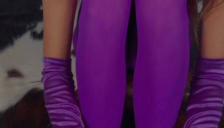 Feet fetish purple tights ripped off