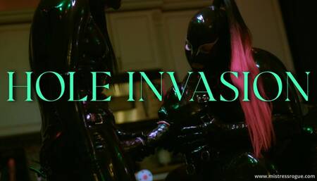 Hole Invasion: Latex Goddesses face fucking and probing human gimp