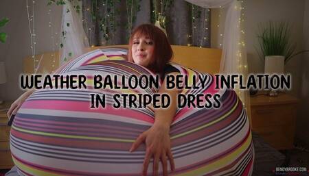 Weather Balloon Belly Inflation in Striped Dress