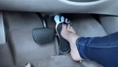 Barefoot Pedal Cranking &amp; Cumming in the BMW